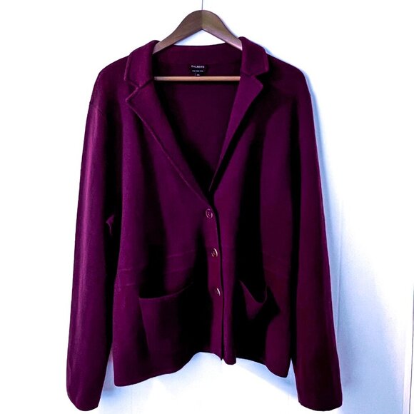 Talbots - Pure Merino Wool Sweater Blazer Jacket Burgundy extra large XL - Picture 4 of 11